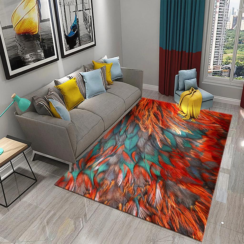Colorful Feather Carpet for  Living Room Sofa Coffee Table Light Luxury Carpet Family Bedroom Bedside Rugs Bathroom Non-slip Rug