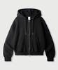 Jemut Day Cut Crop Oversized Zip-Up Hoodie Black Kjhd2650