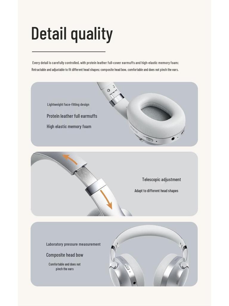 Ultra-Long Battery Life Over-Ear ANC Wireless Bluetooth Headphones with Full Coverage