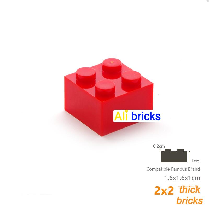 20pcs/lot DIY Blocks Building Bricks Thick 2X2 Educational Assemblage Construction Toys for Children Compatible With Brand