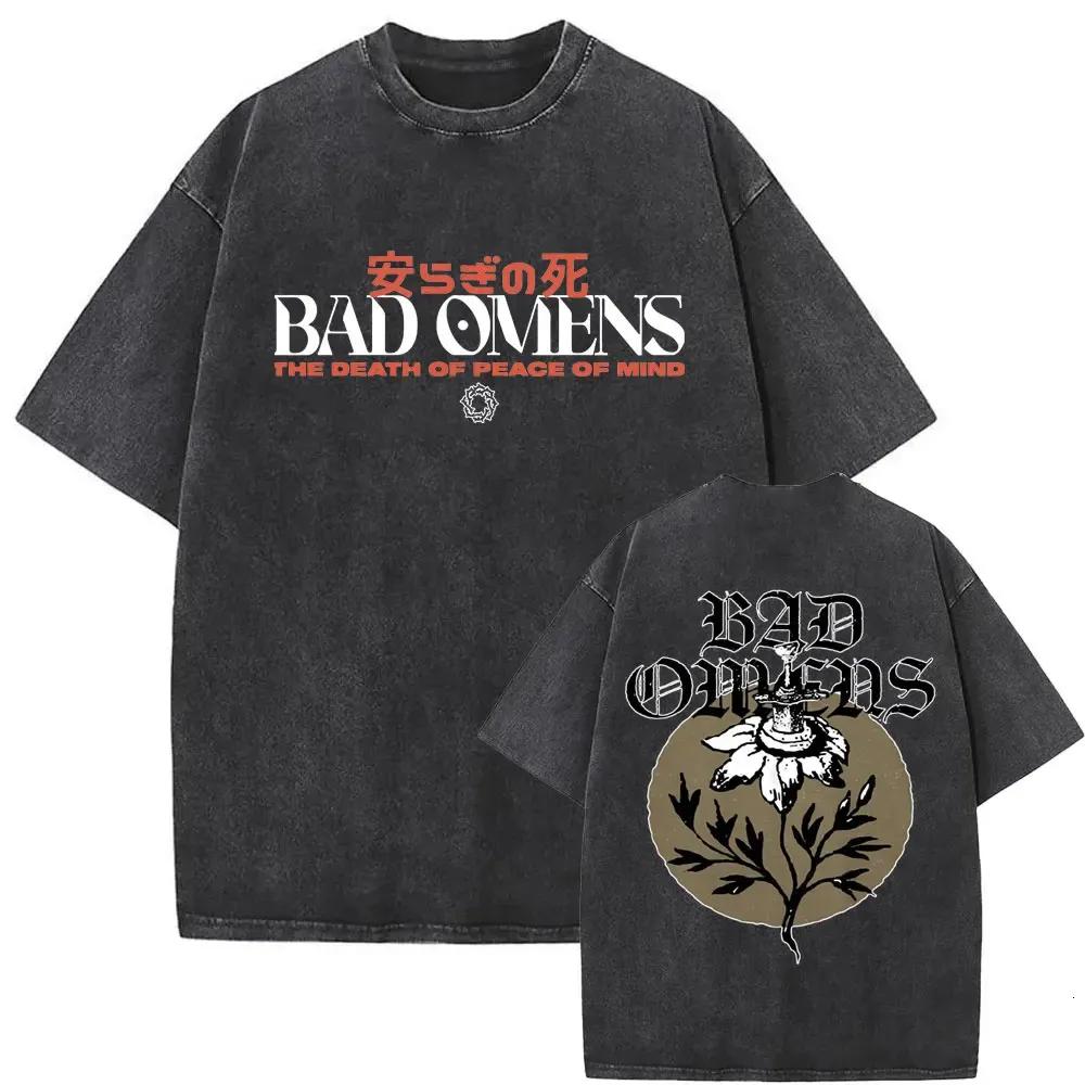 Washed Vintage Bad Omens Band Tour American Music Graphic T-shirt Men Women Rock Gothic Trend T Shirt Male Oversized Tshirt 240425 S разноцветный