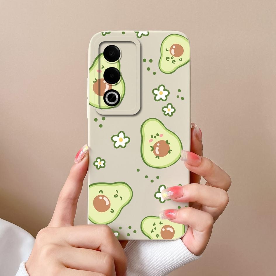 Case For OPPO Narzo 70 Pro Realme P1 Pro A3 Pro Funny Avocado Pattern Covers Screen Protector Liquid Silicone Painted Anti Drop Shell Housing For OPPO