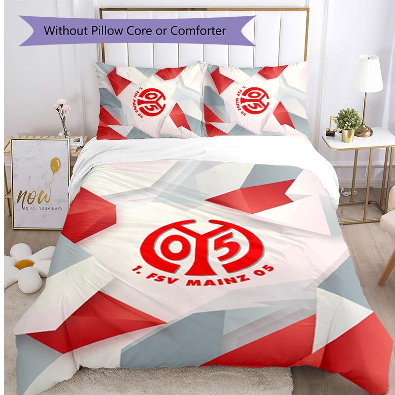 Mainz FC Printed 3PCS Bedding Set Breathable Duvet Cover with Pillowcases Decorative Bed Linen for Bedroom Home