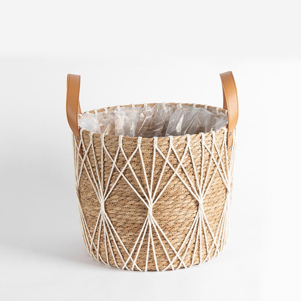 Rattan Storage Basket Living Room Flower Pot Home Decor Durable Net Pocket Pot Outdoor Lawn Decoration
