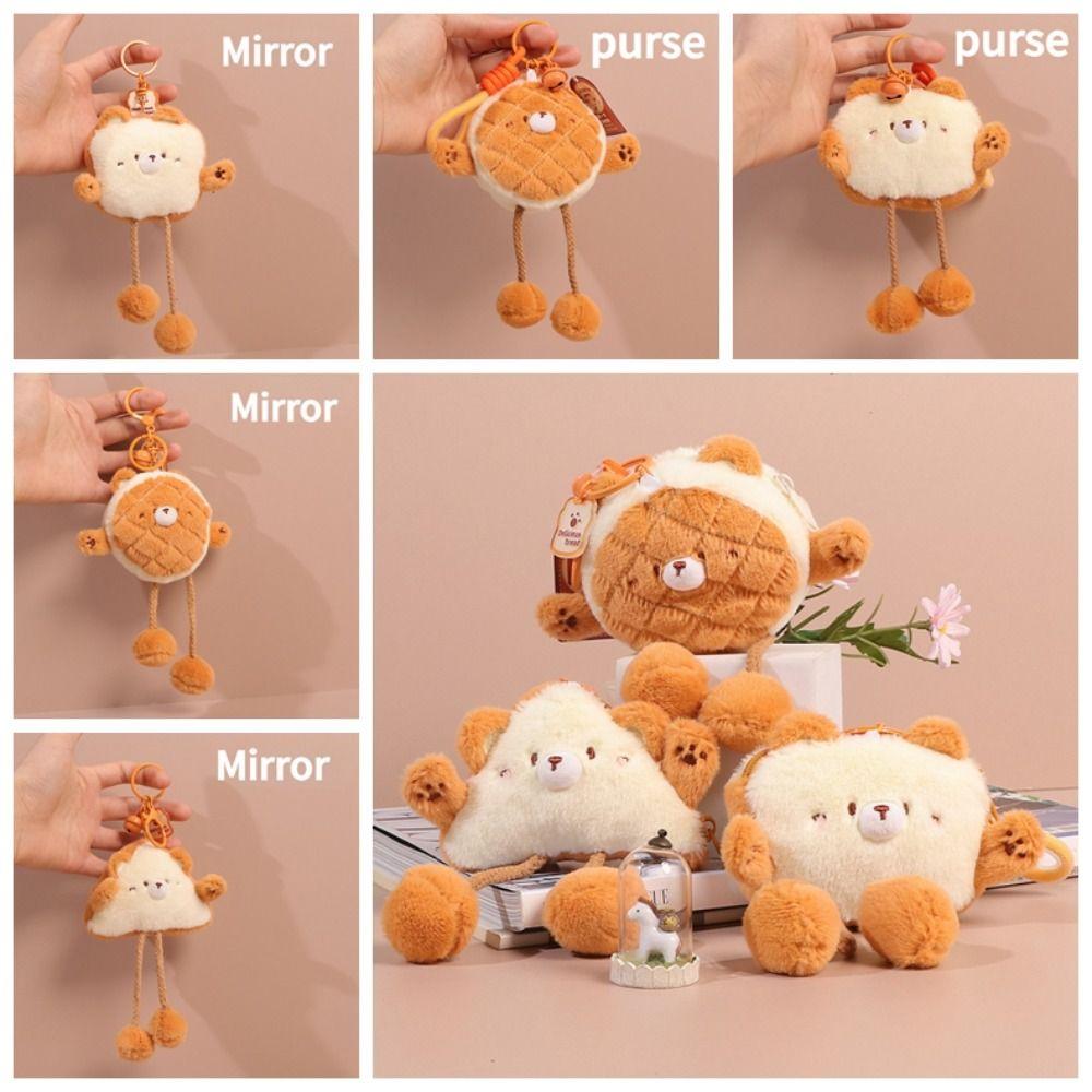 

Плюшевое зеркало для макияжа с медведем, игрушка-кукла, брелок для ключей, подарки для женщин и девочек