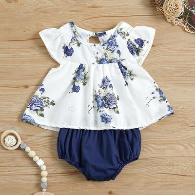 Conjunto de 2 peças de camiseta floral para bebês recém-nascidos, tops, calças e roupas