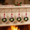 Plastic Festive Pendant Handmade Pipe Cleaner Christmas Wreath Ornament, Chenille Stems Mini Cute Holiday Ornament Crafts with Bow Bells for