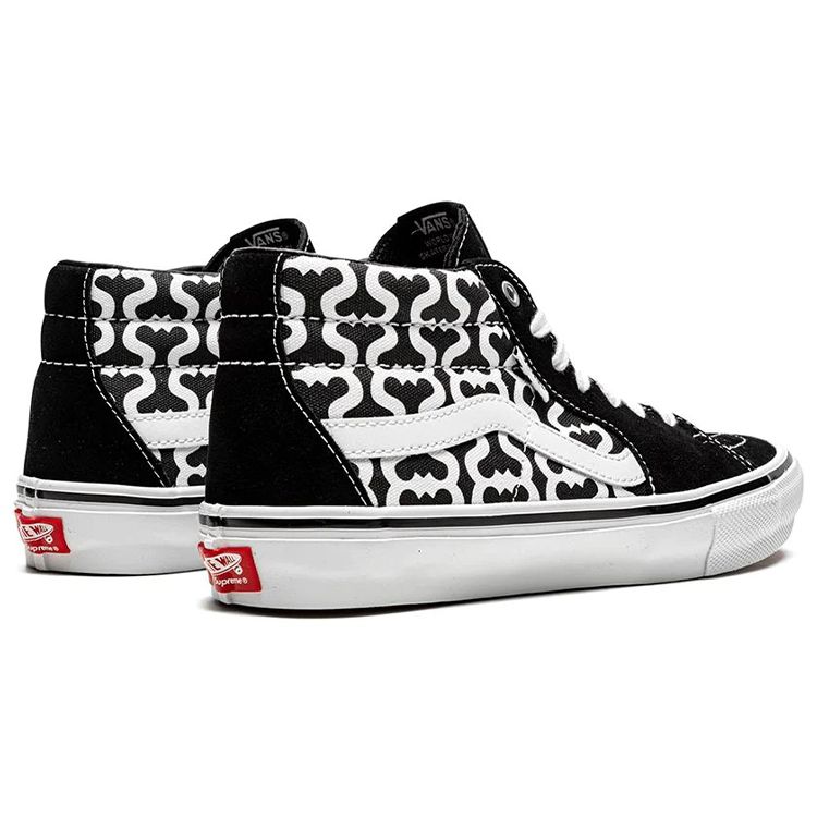 Supreme x Vans Grosso Mid Monogram S - Black Unisex Sneakers White VN0A5KS15XH