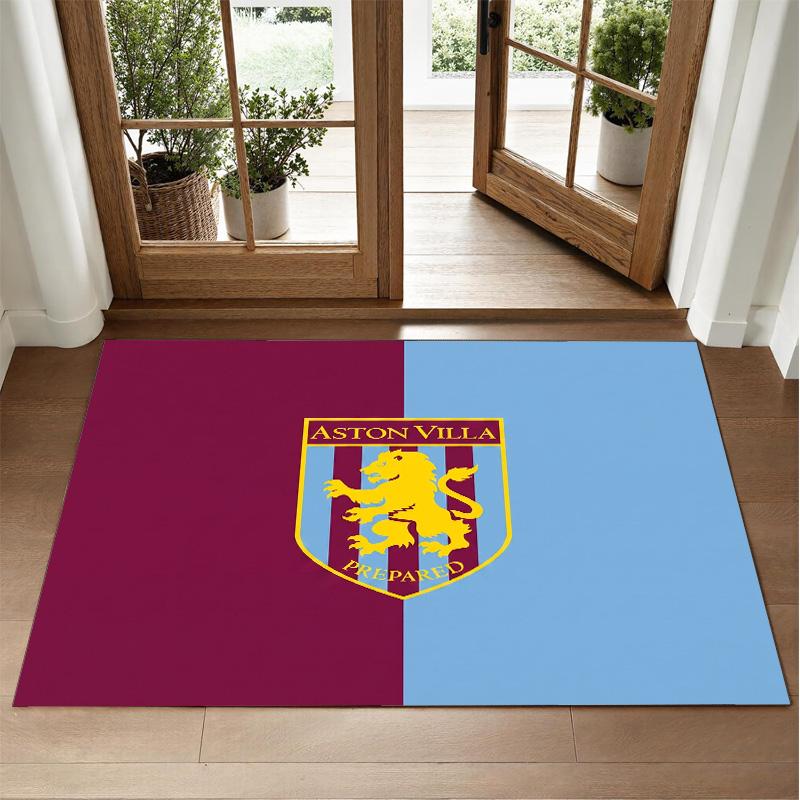 Aston Villa Futbol Tasarımlı Kristal Kadife Halı Yatak Odası Girişi İçin Yumuşak Dekoratif Mat