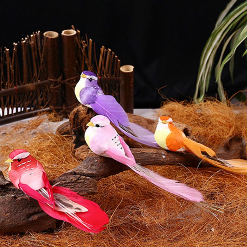 12pcs/Box Exquisite Color Simulation Feather Bird Garden Landscape Foam Bird Micro Landscape Simulat