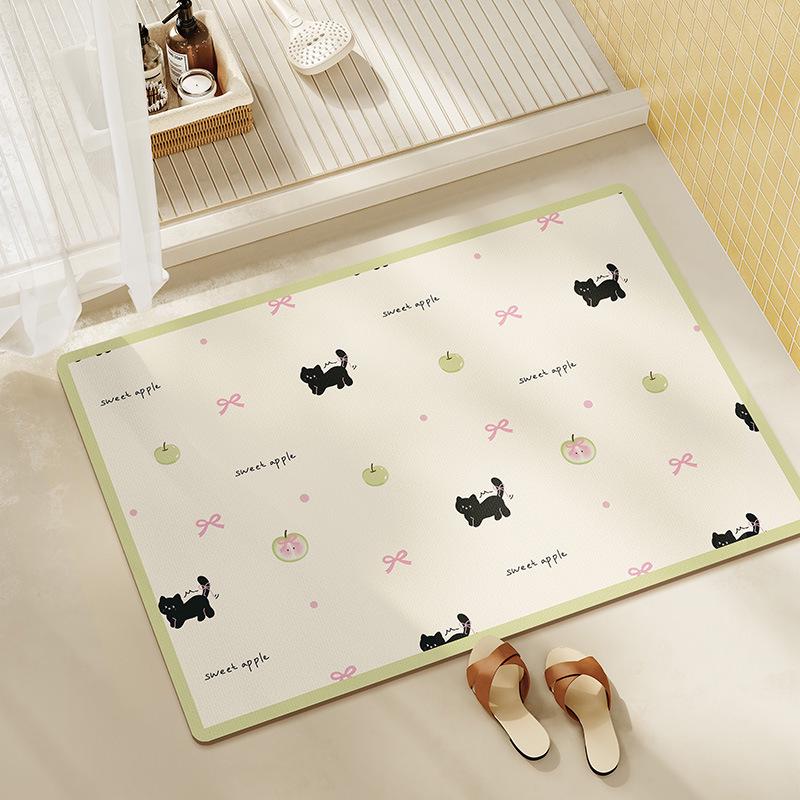 

Впитывающий воду нескользящий мультяшный коврик для ванной: Износостойкий быстросохнущий коврик для входа в туалет 40*60cm Diatom Mud