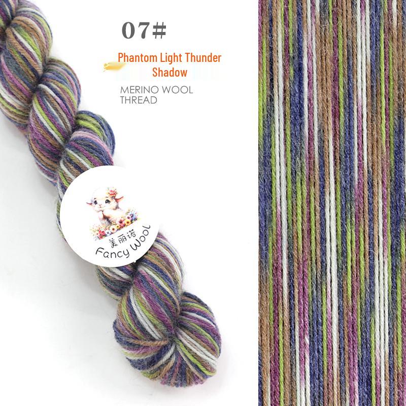 Hand-Dyed Variegated Wool Yarn: Ideal for DIY Knitting, Medium-Thickness Cotton, and Wool Blend for Hats and Scarves