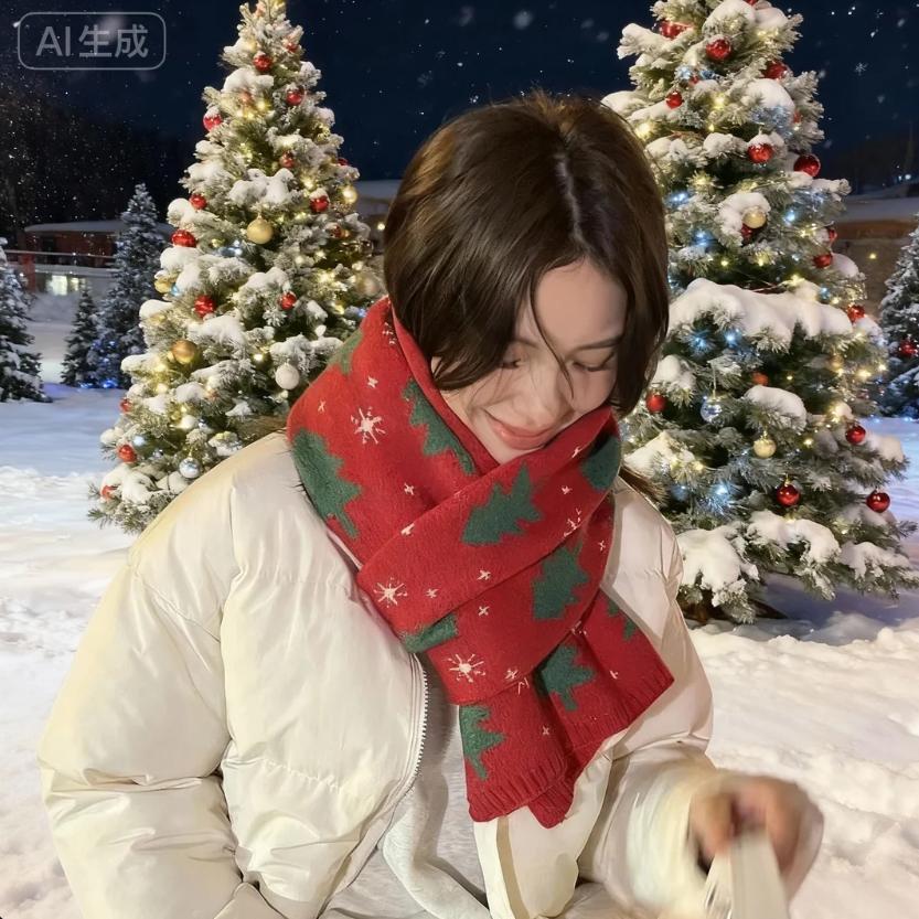 2026 Weihnachtsbaum Schal warmer Schal Weihnachtsschal Studentenpaar Weihnachtsgeschenk Winter Warm Nackenschutz Schal