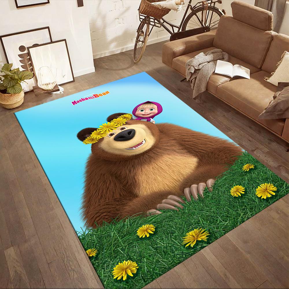 Masha Bear Carpet Suitable for Study Room Entryway Balcony Playrooms Anti-slip Rug Decorate Offices Best for Christmas