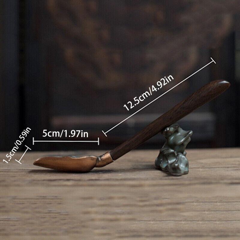 Trehåndtak te-spade teskje, tinnlegering ibenholt kaffeskjeer servise teskjeer, enkel rengjøring anti-dryss teskje