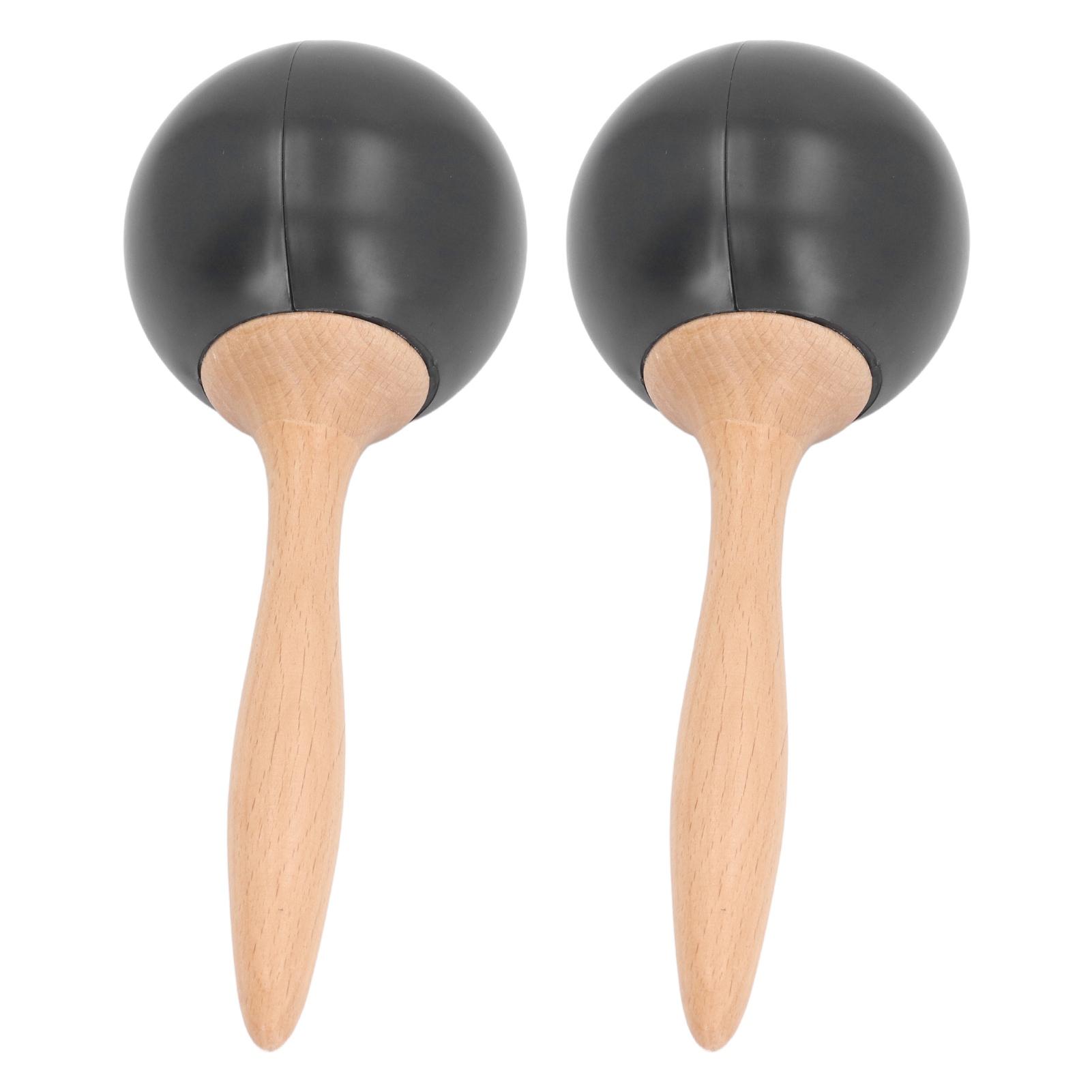 

2PCS Sand Hammer Adult Maracas Shaker Wooden Handle Hand Percussion Instrument Toy for Party Concert Black Wood Color