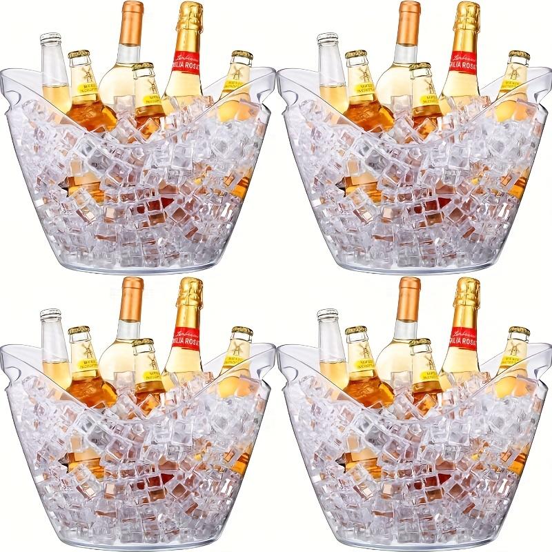 4pc 4L Transparent PET Ice Bucket Beer Barrels Durable Plastic Beverage Coolers for Champagne Wine Parties BBQs Picnics Home Bar