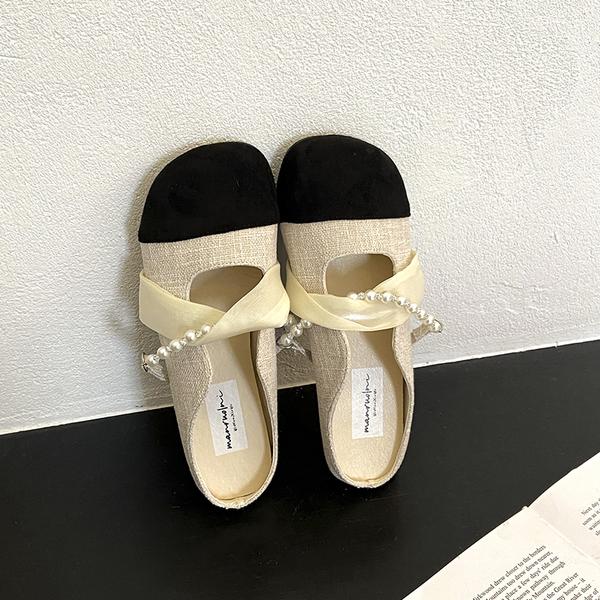 Fashion Female Shoes Slippers Flat Mules For Women 2025 Shallow Slides Cover Toe New Mary Janes Bling Mules For Women 2025 Female Shoes