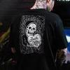 2026 Cool Biker Drinking Beer Skull Graphic Men Cotton Tshirts Summer Punk Rock Clothes Halloween Party Tshirt