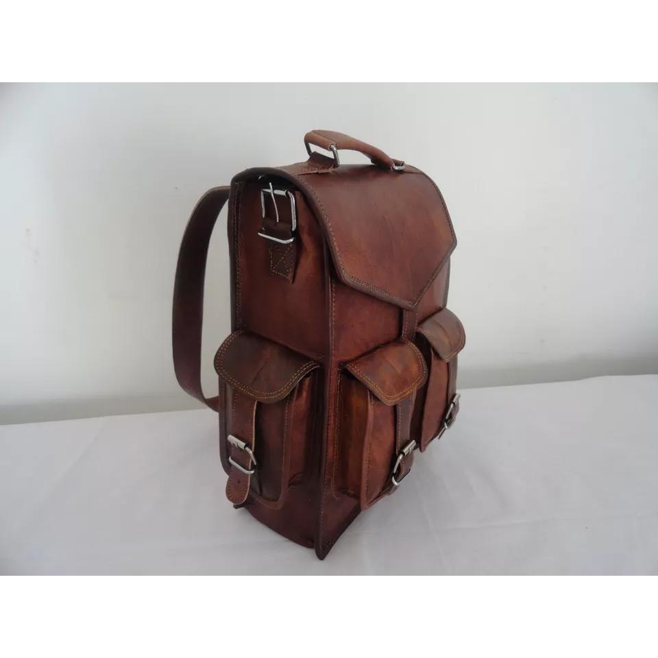 Echter Vintage Brauner Leder Rucksack Umhängetasche Herren Schulterrucksack Tasche