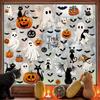 Cross-border new Halloween white ghost glass window decorative window sticker bat pumpkin window decal