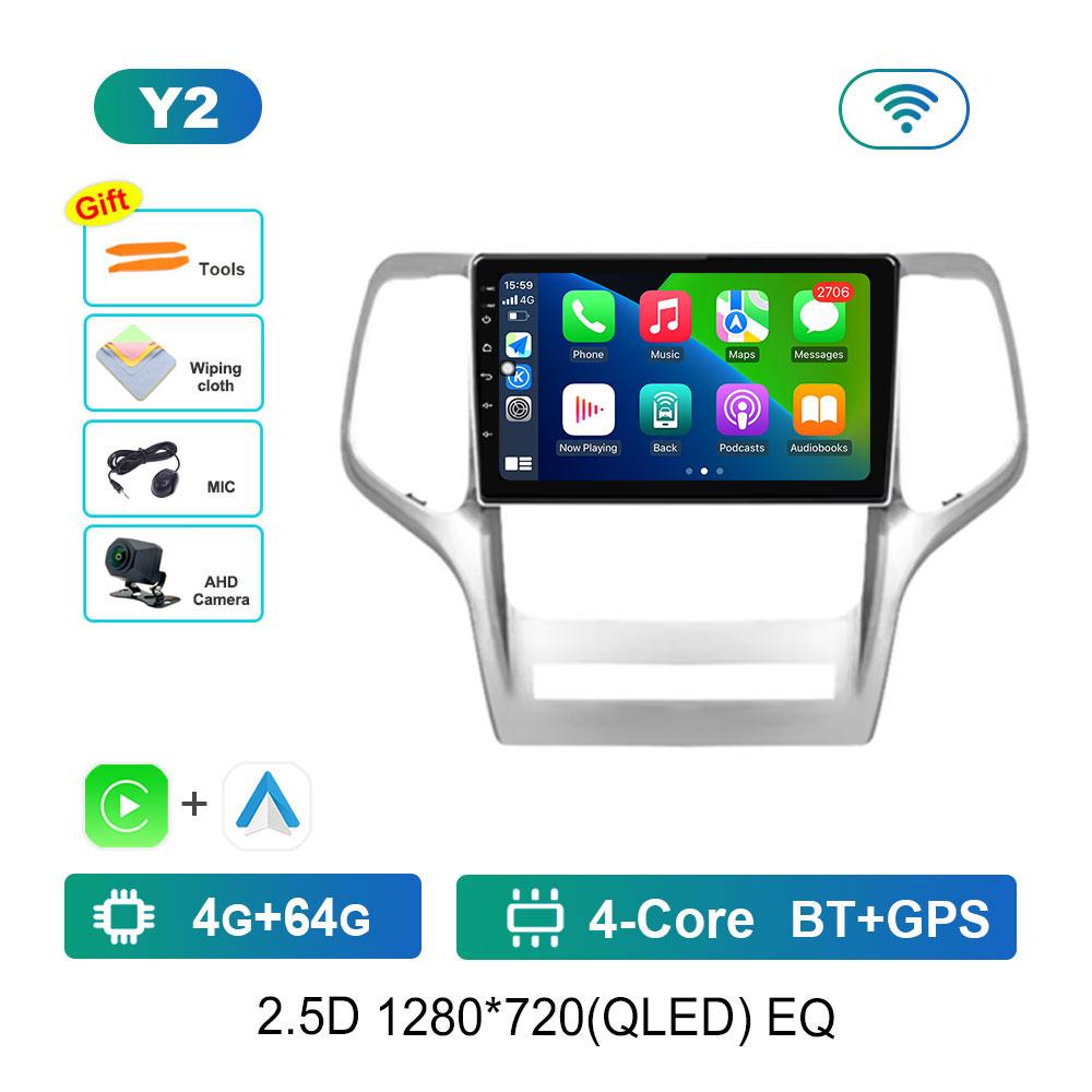 Bluetooth WiFi GPS Navigation Android System for Jeep Grand Cherokee 2008 - 2013 QLED Screen Car Radio Multimedia Player 4G