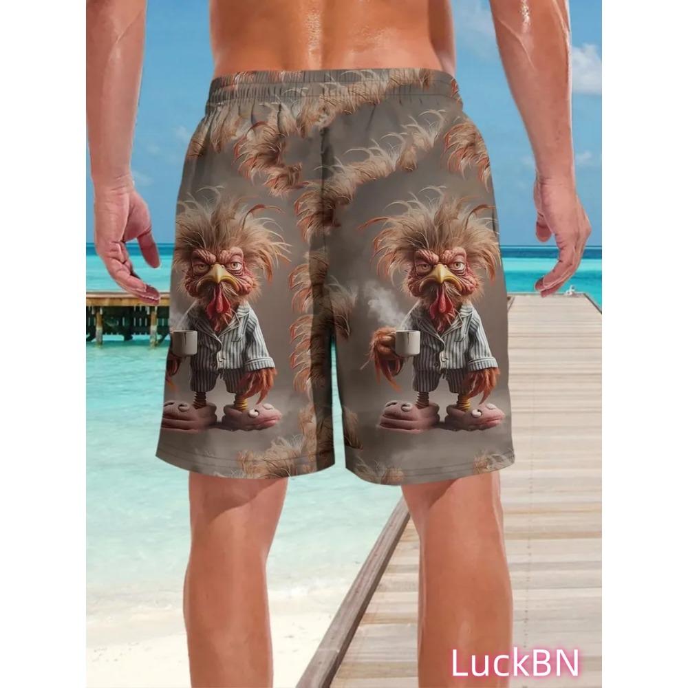 Modische Bequeme Übergröße Kordelzug Locker 3D Shorts Herren Kreative Tiere Bunt Sommer Freizeit Urlaub Cool Täglich Vielseitige Shorts