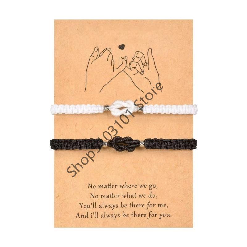 2pcs Forever Love Knot Bracelets Matching Couple Bracelet Anniversary Valentines Gifts for Boyfriend Girlfriend
