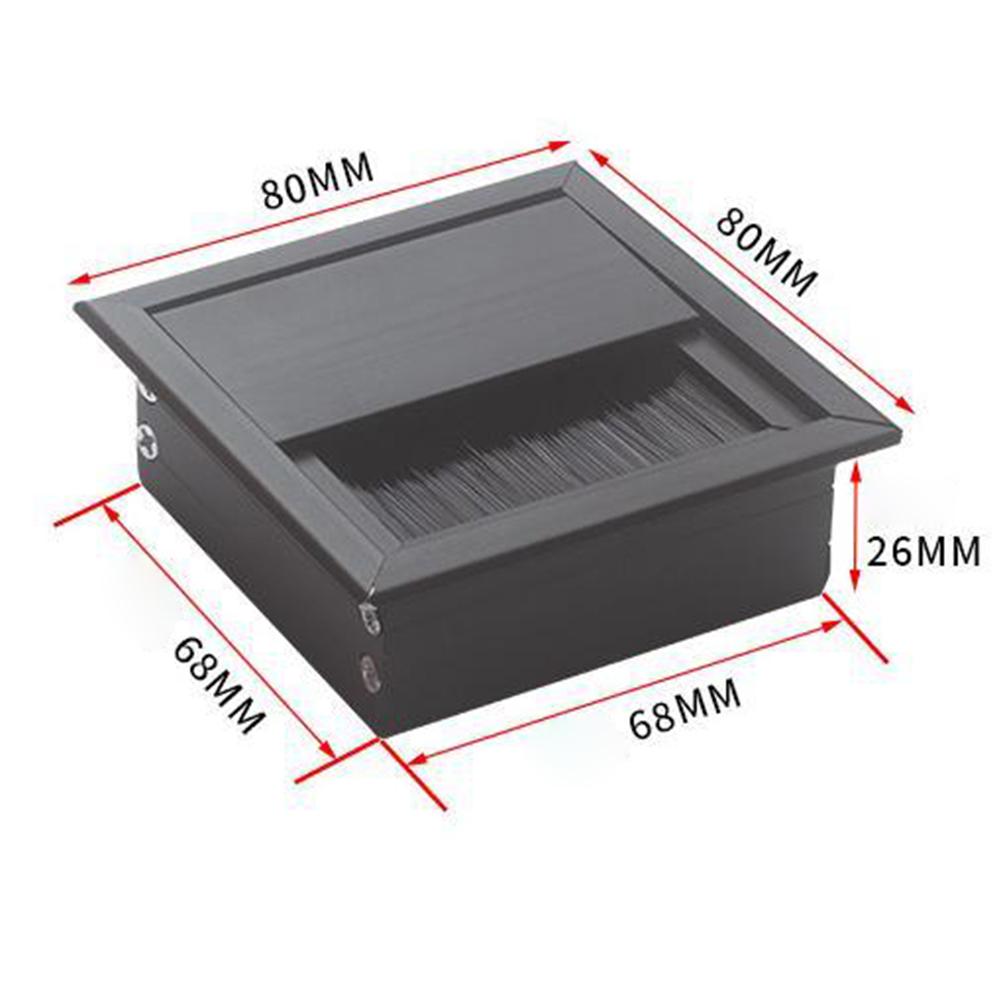 Wire Cable Grommet Hole Cover Outlet Square Black/Silver Aluminum Alloy 80*80MM Cable Box Computer Desk Desktop Cable-box