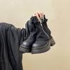 Fashion design sense niche sleeve Martin boots women's autumn and winter retro versatile temperament comfortable thick-soled medium tube fashion boots