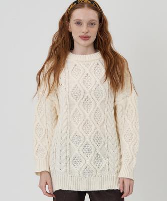 THE-ABON Sweet Cable Long Knit Ivory