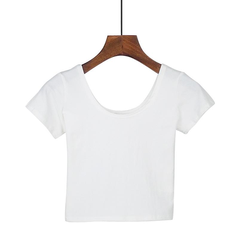Korean Style Slim High-Waist Crop Top - Short Sleeve Belly Button Tee for Women