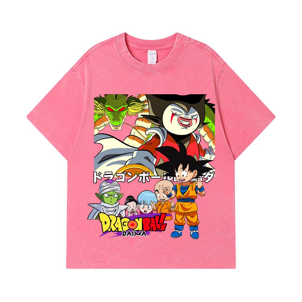 275 GSM Washed T-shirts 100% Cotton Dragon Ball V19 Daima Print Unisex Heavy Cotton T Shirt
