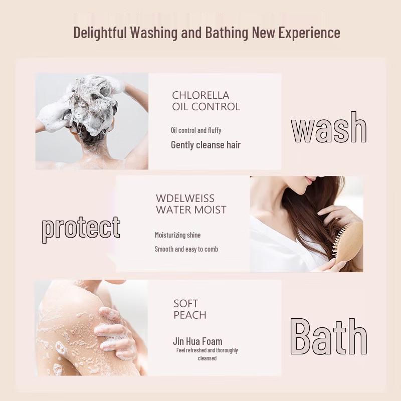 Sen Zhi Lu Peach Shower Gel & Snow Algae Shampoo Set