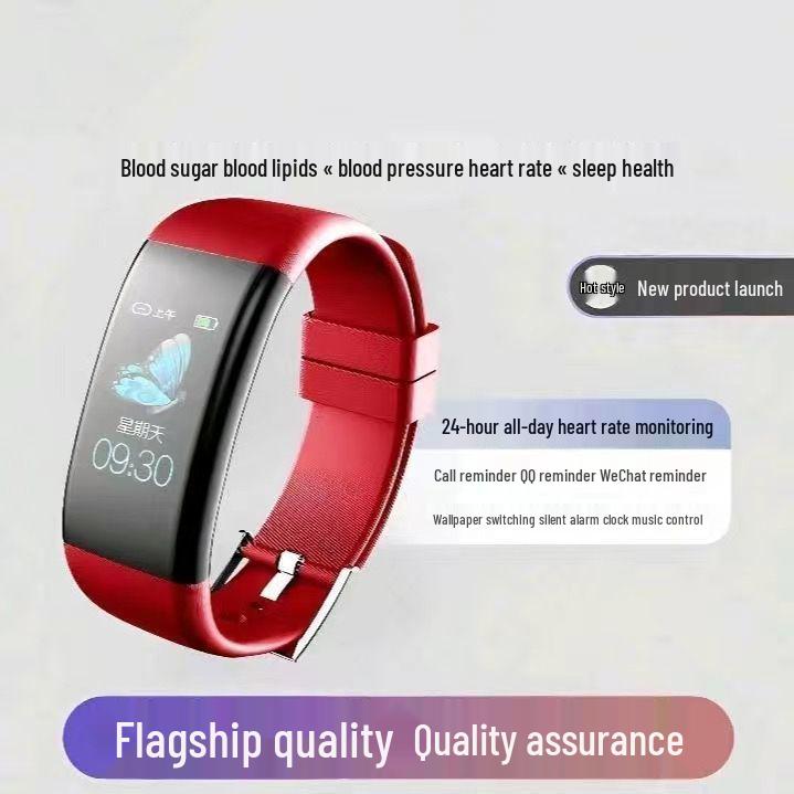 Huaqiangbei Smartwatch: Black Tech Bluetooth Sports Bracelet with Color Screen & Heart Rate Monitor for Students, Men & Women