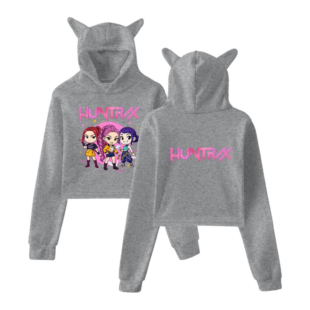 Sexy Kpop Demon Hunter Crop Tops Women Sweatshirt Long Sleeve Girls Fashion Sweatshirts