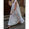 Summer New 100% Cotton Sleeveless U-Neck Loose Long Dress, Casual Vacation Dresses for Women, European and American Style