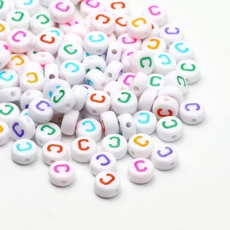 Acrylic A-Z 26 Letter Round Beads Colorful Alphabet Loose Spacer Beads For Jewelry Making Diy Bracelet Necklace Accessories
