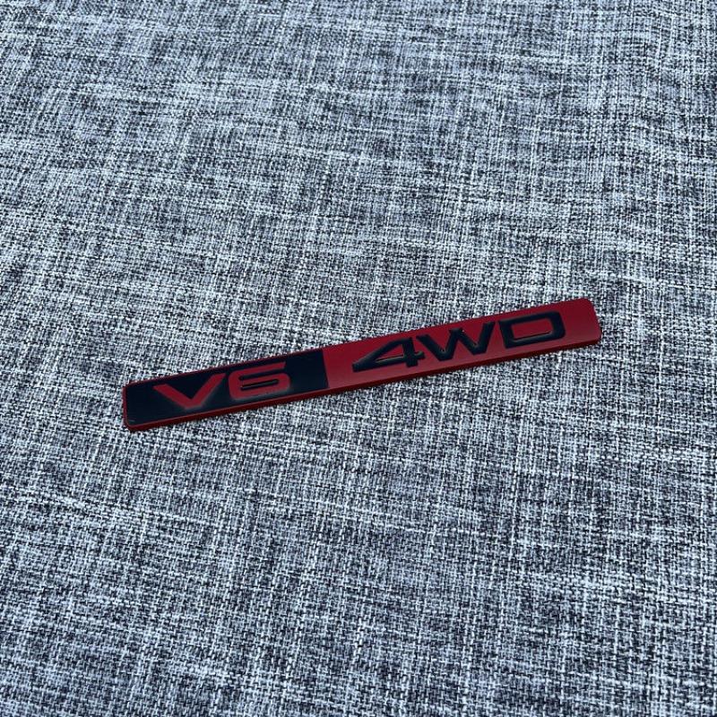 Car V6 4WD Personalized Modification Metal Label Sports Racing Performance Label Rear Label Decorative Label Car Sticker