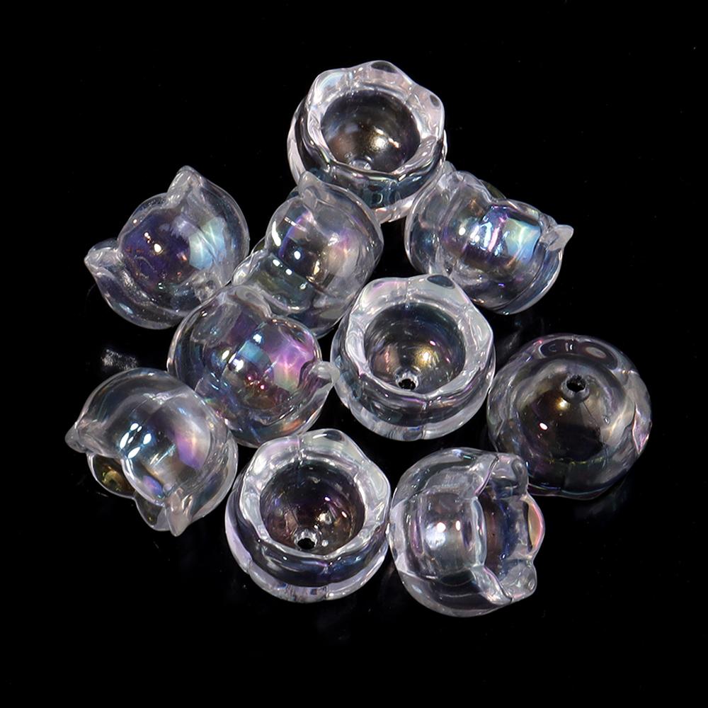 

10pcs/lot Lily of The Valley Flower shaped Bead Caps Colored Transparent Loose Acrylic Beads For DIY Crafts Phone Chain Bracelet белый