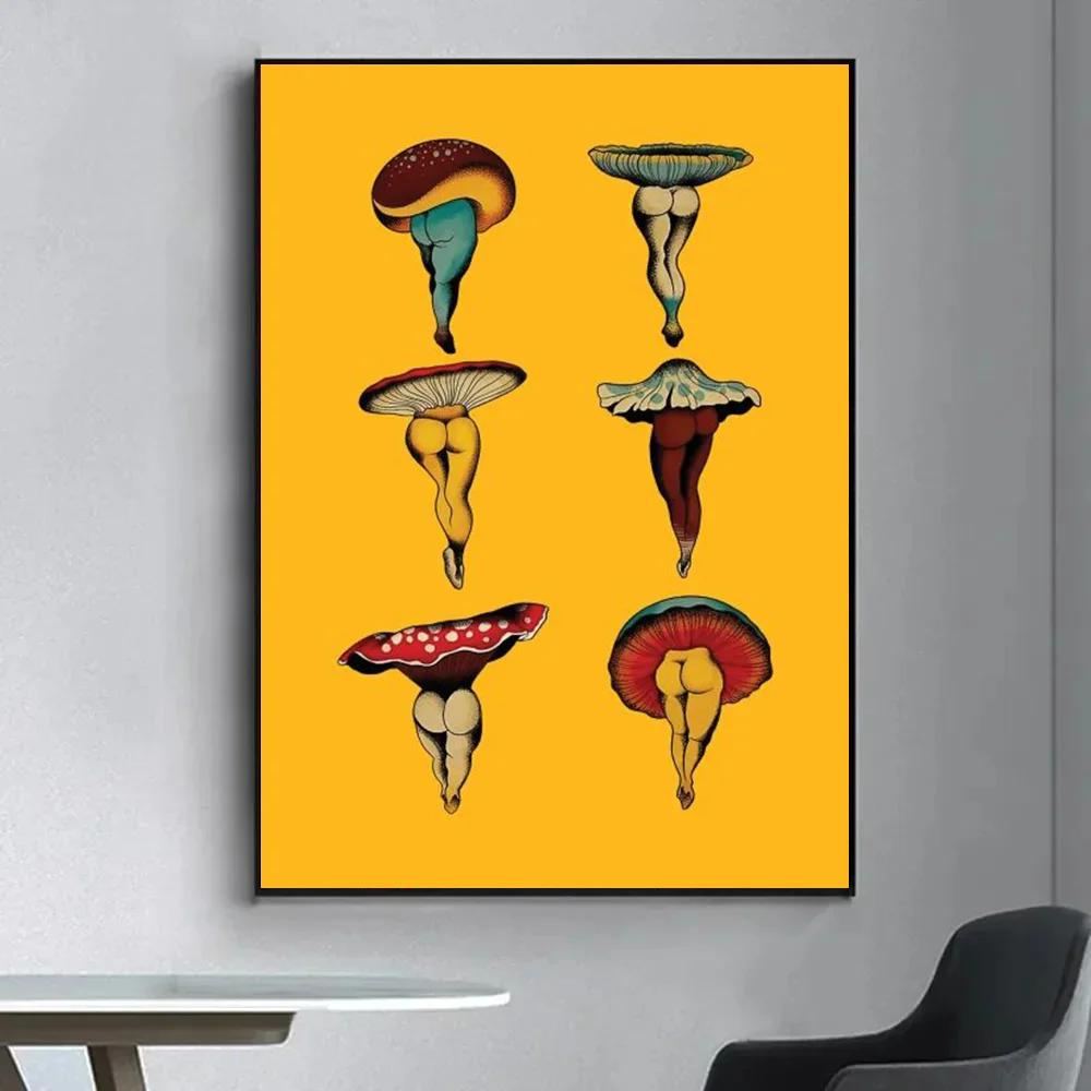 1pc Don't Forget Your Roots Art Cactus Sexy Mushroom Poster Self-adhesive Art Waterproof Paper Sticker Wall Decor