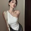 American Spice Girl Slanted Shoulder Outer Wear Suspender Small Vest Women's Summer Niche Sexy Base Irregular Age-reducing Slim Top