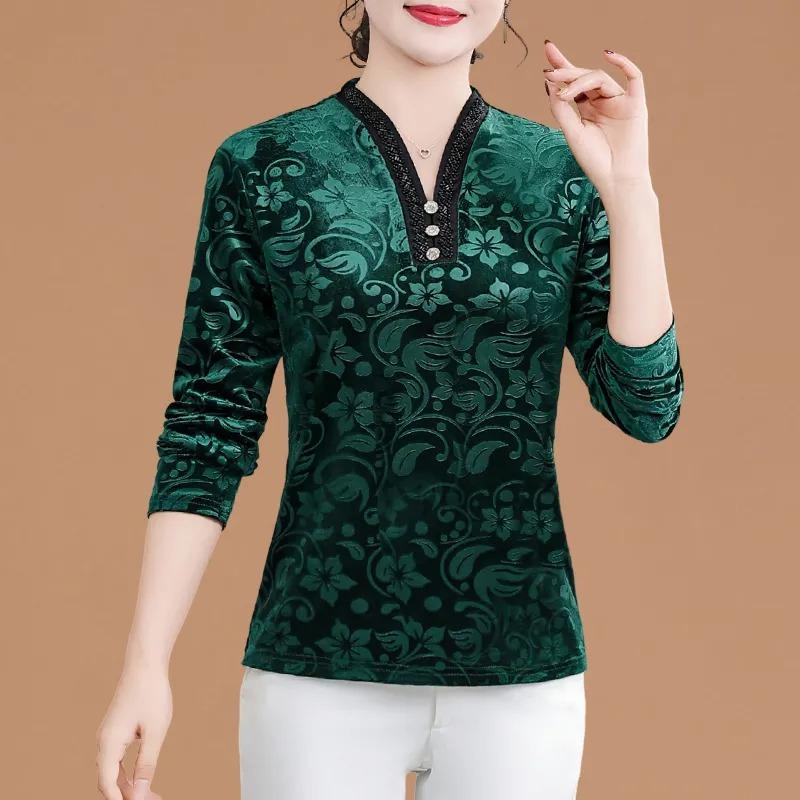 Autumn Fashion Style Bottoming Shirt New Fashion Age-reducing Long-sleeved Top for Middle-aged and Elderly Women