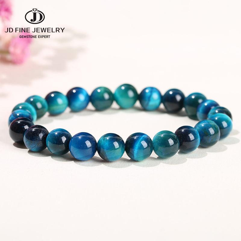 JD Naturstein Blaues Tigerauge Perlenarmbänder Damen Herren Reiki Heilung Yoga Meditation Charms Armreifen Pulseras Schmuck Geschenk