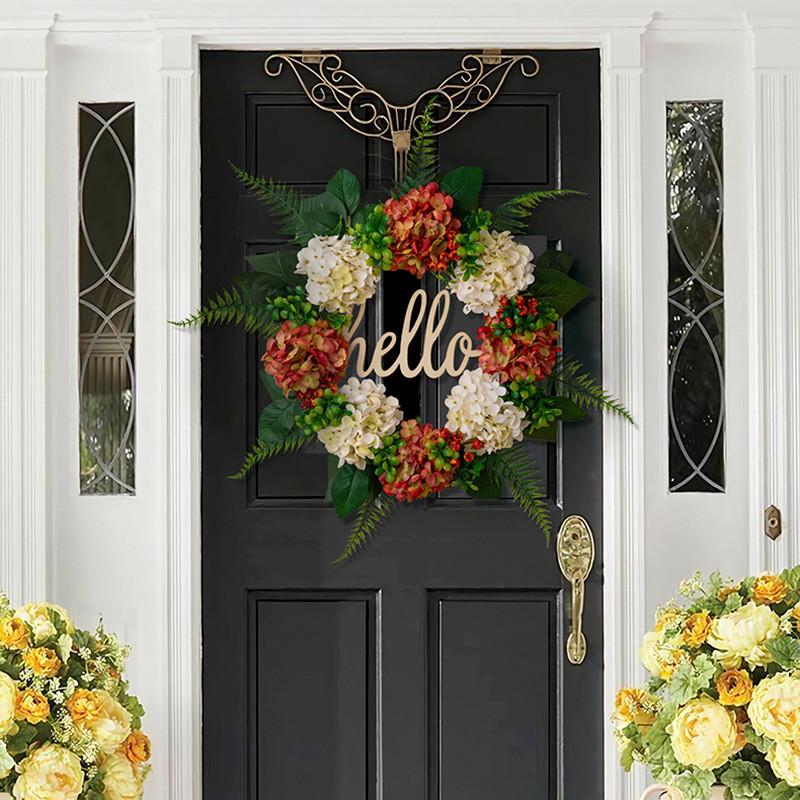 Summer Floral Wreath With Hydrangea And Pomegranate Design For Home Decor