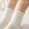 5 Pairs /Lot Socks for Women Ruffle Middle Tube Ankle Short Breathable Black White Set Spring Autumn