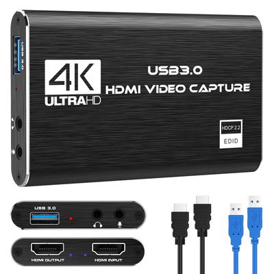 4K Audio and Video Capture Card, USB 3.0 HDMI Video Capture Device, Full HD 1080P, for Game Recording, Live Streaming