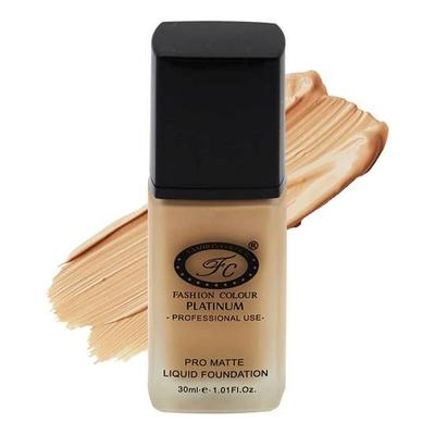FASHION COLOUR Platinum Professionelle Anwendung Pro Matte Flüssig-Foundation | Matte Deckkraft | Leichtgewicht | Lang anhaltend | 30ml | Warmes Beige