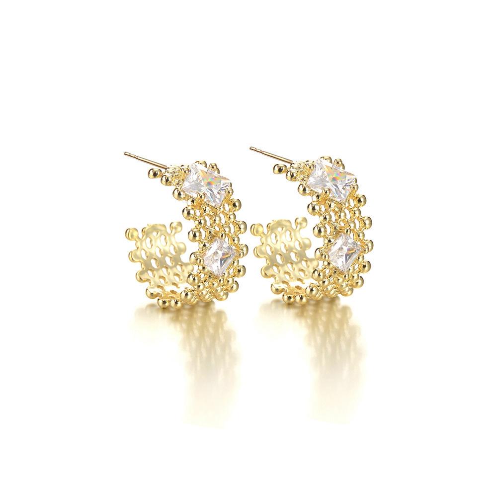 Retro Court Design Sense Hollow C-Shaped Earrings Earrings Women'S Personality Versatile Temperament Earrings