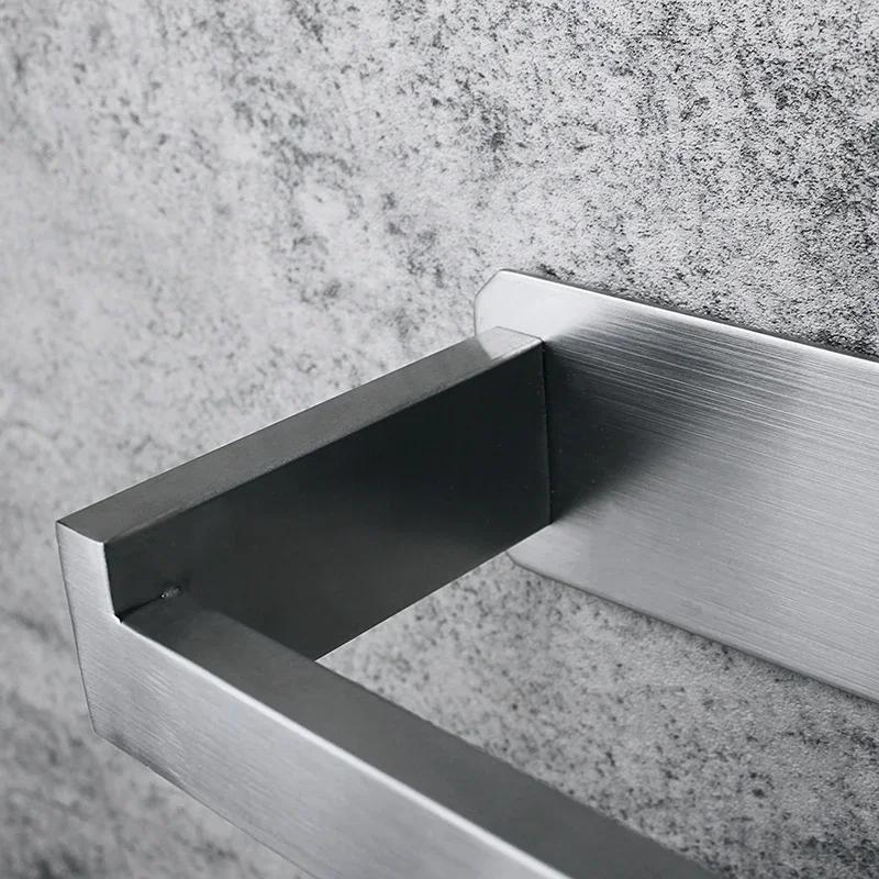 No-Drill Stainless Steel Wall-Mounted Square Tube Tissue Holder For The Bathroom Wall-Mounted Paper Roll Holder